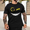 Men's Fashion Smiley Print Short Sleeve T-Shirt Casual Crew Neck Top by Inlyline