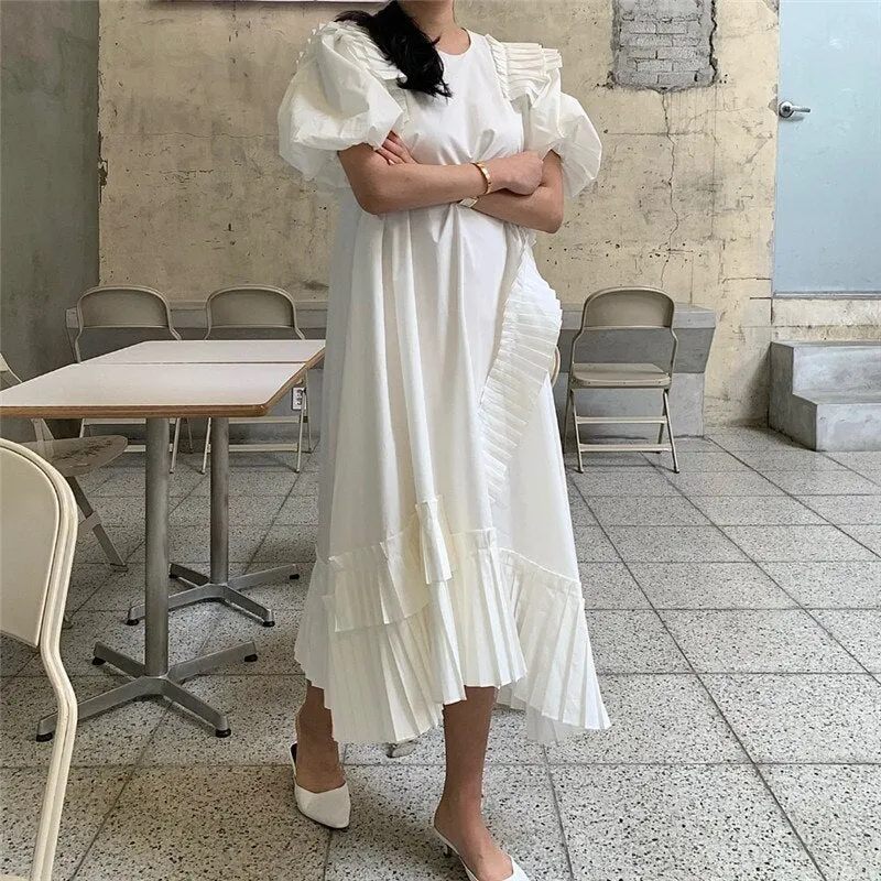 New Age-Reducing Pleated Design Super Nice Mid-Length Dress Women