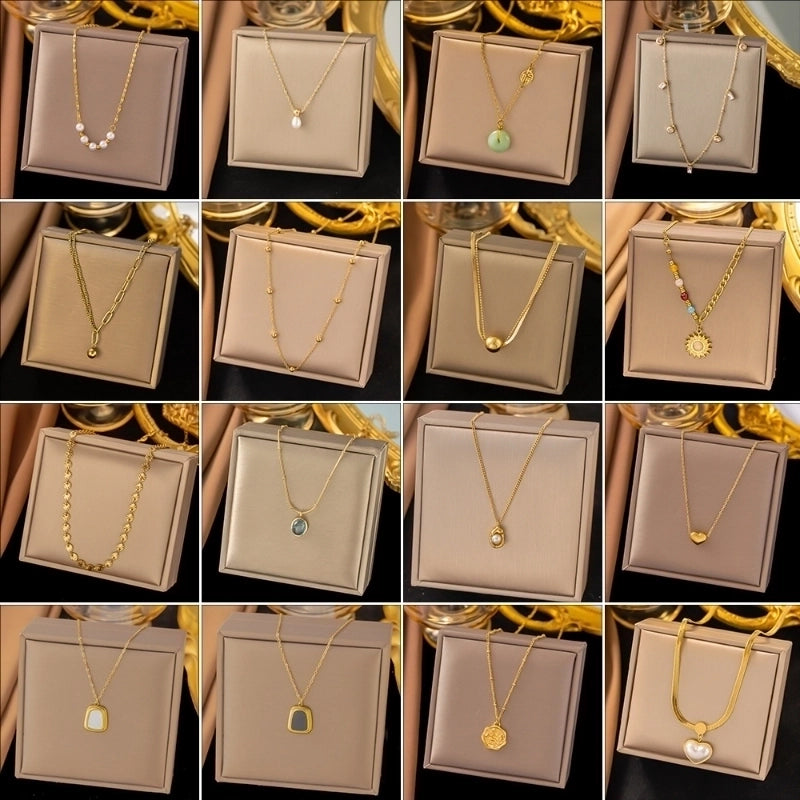 Sweet Heart Shape Floral Titanium Steel Plating Necklace