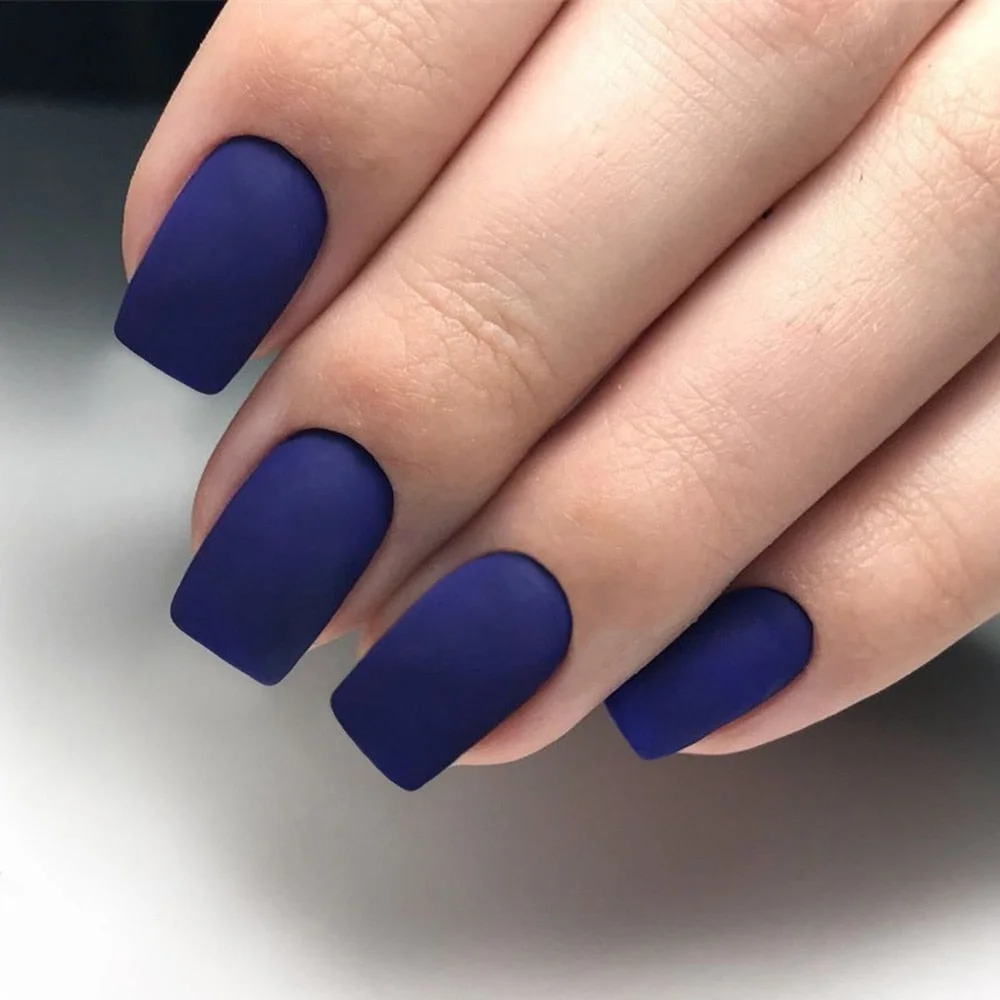 24Pcs Matte Black Short Fake Nails Artificial Press On False Nails For Design Full Cover Fingernails Manicure Tool-Nail Inspo