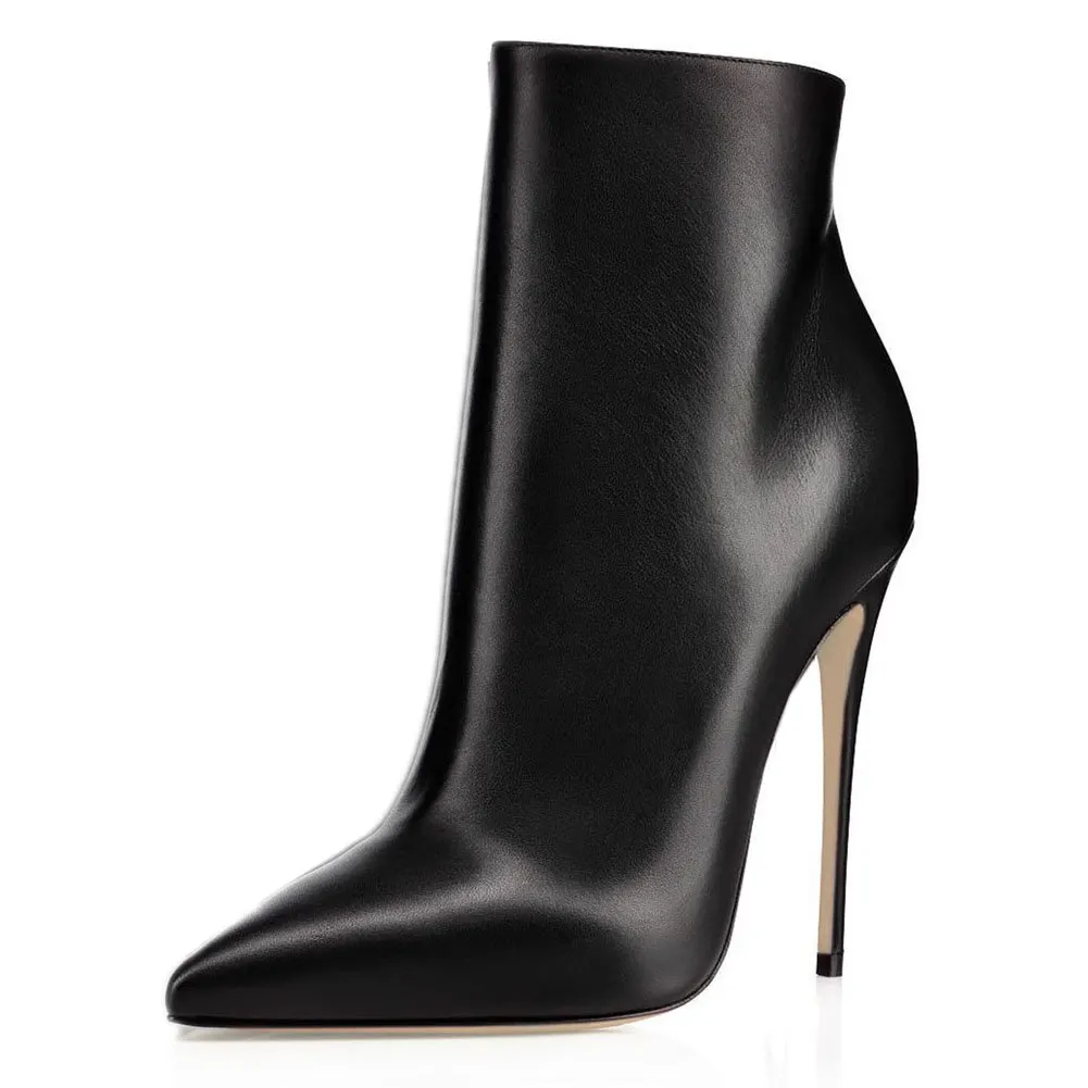120mm Women's Ankle Boots Closed Pointed Toe Stilettos Matte Booties-vocosishoes