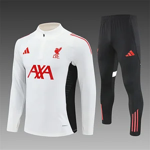 2025/2026 Liverpool White Half-Pull Training Suit  1:1 Thai Quality Set