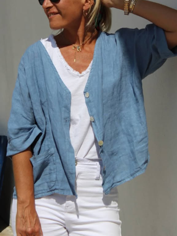 Casual Simple Temperament Cotton and Linen Women's Jacket tjj Shicloths