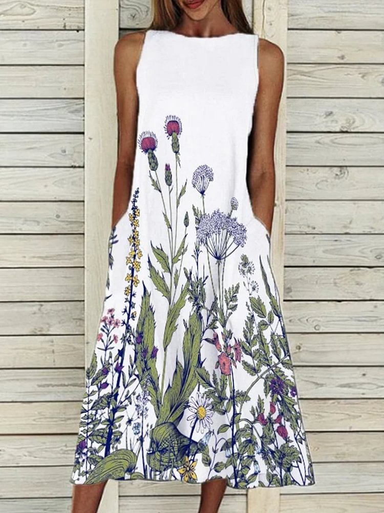 Floral Print Casual Dress-Mayoulove