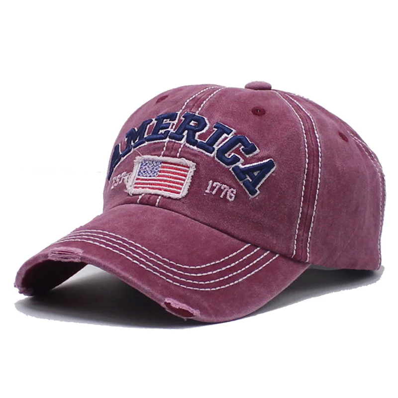 Men's Women's American Flag Embroidered Washed Retro Cap-inspireuse