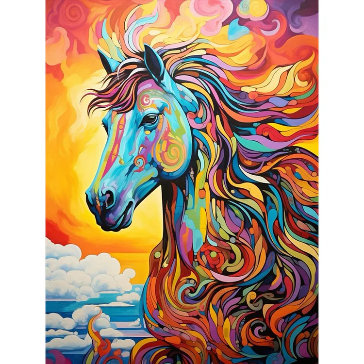 Colorful Art Style Horse 30*40CM (Canvas) Full Round Drill Diamond Painting gbfke