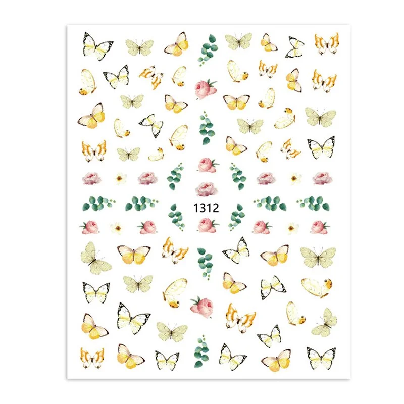 Nail Stickers Back Glue Multiple Color Vintage butterfly Designs Nail Decal Decoration Tips For Beauty Salons-Nail Inspo