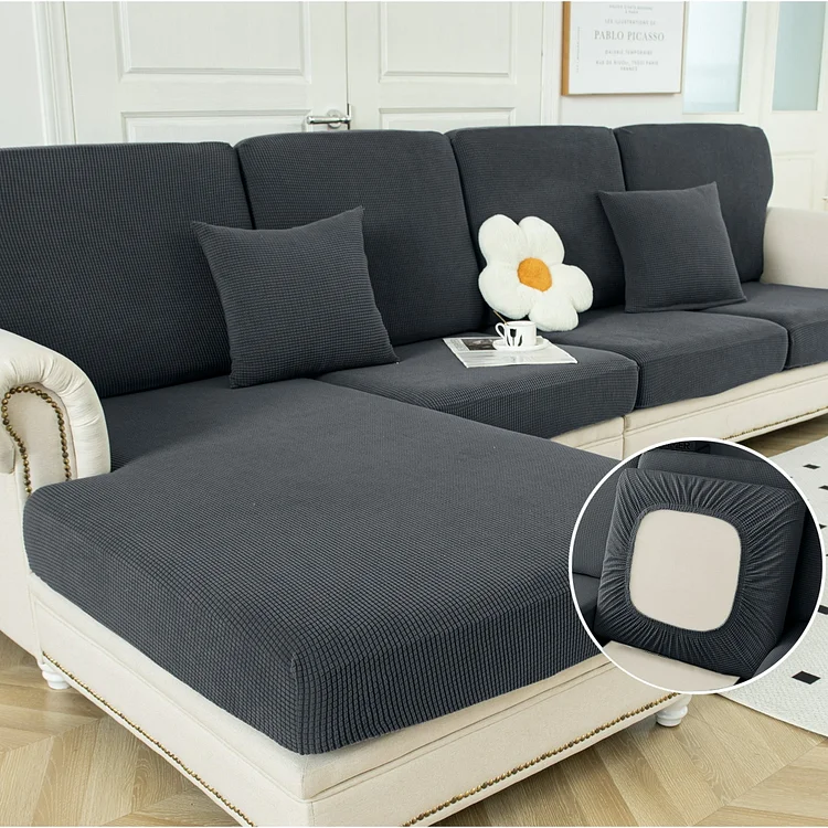 Sanmadrola Couch Covers Sofa Cushion Cover Slipcovers Wear-Resistant Universal Stretch Anti-Slip Sectional L Shape Sofa Covers, Chaise Lounge Sofa Slipcover
