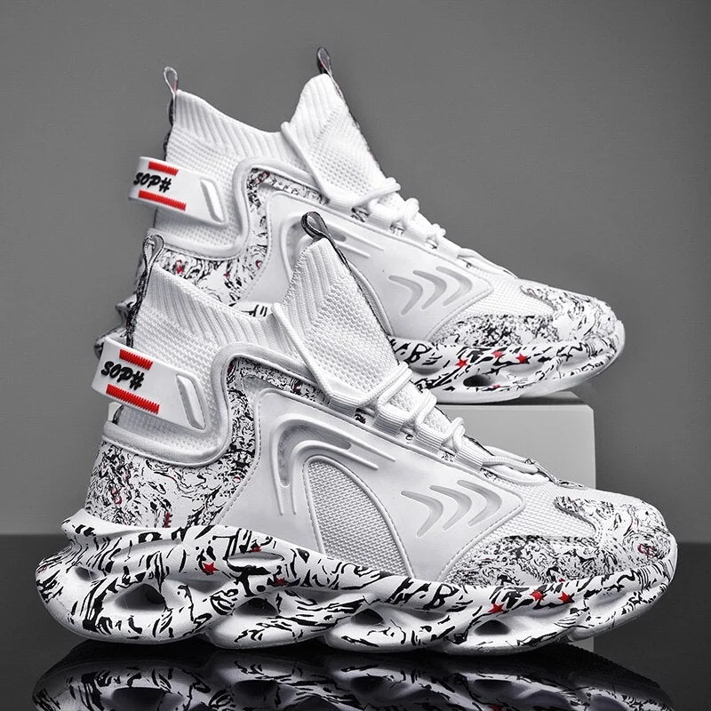 Sneakers Men Casual Running Sports Shoes Breathable High Top Sneakers Thick Bottom Increased Basketball Shoes for Men