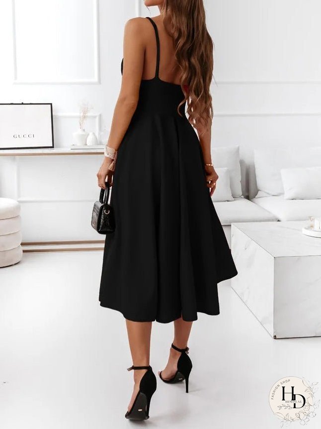 Dresses Solid Sling V-Neck Sleeveless Dress for Women