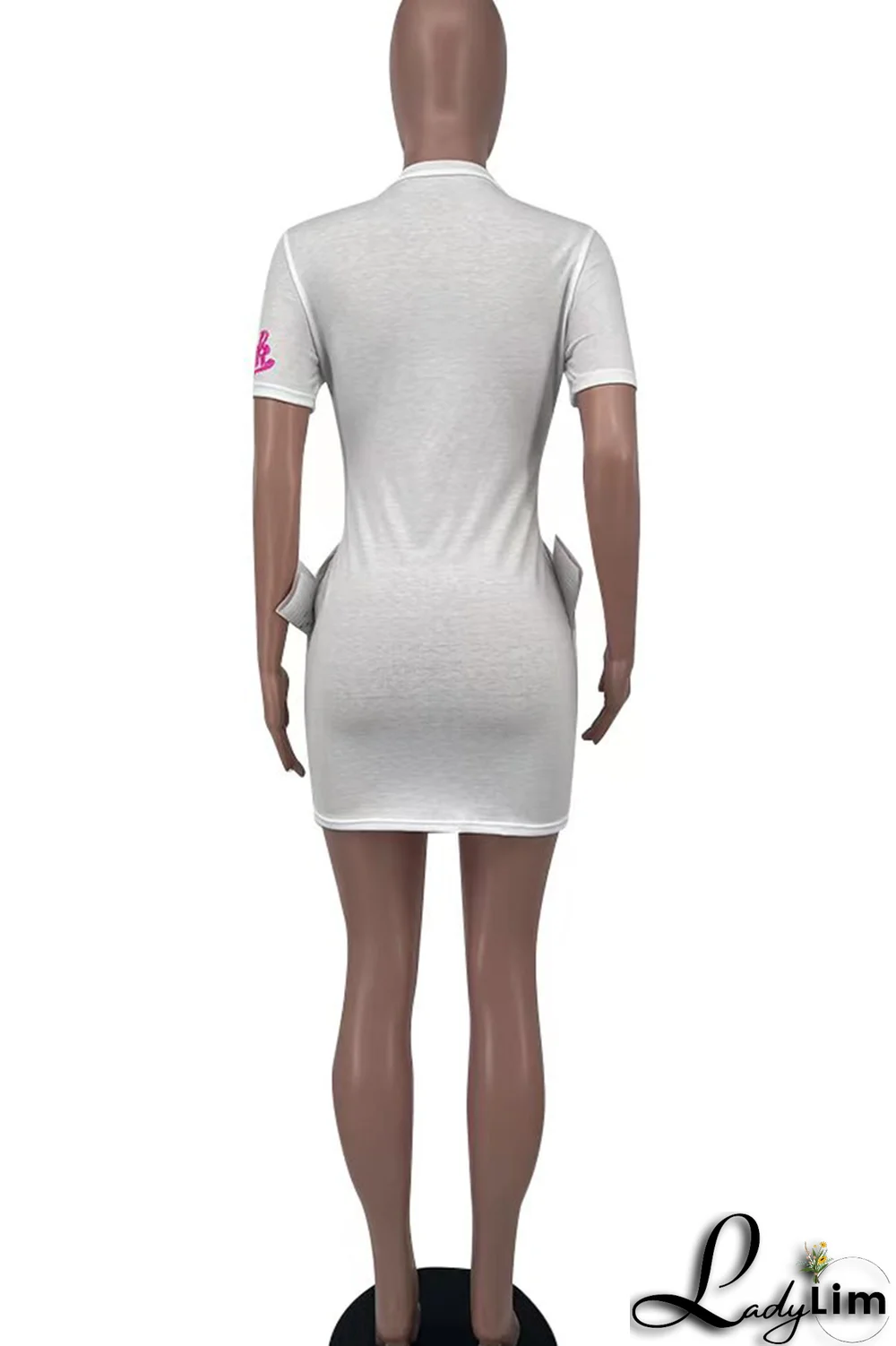 Pink Fashion Patchwork Sequins O Neck Pencil Skirt Dresses