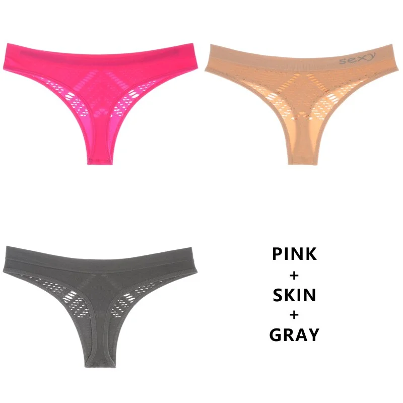 Meet'r 3Pcs/Lot Hollow Out Lingerie Europe Seamless Sexy Panties Women Temptation Underwear Mid-waist G String Drop Shipping