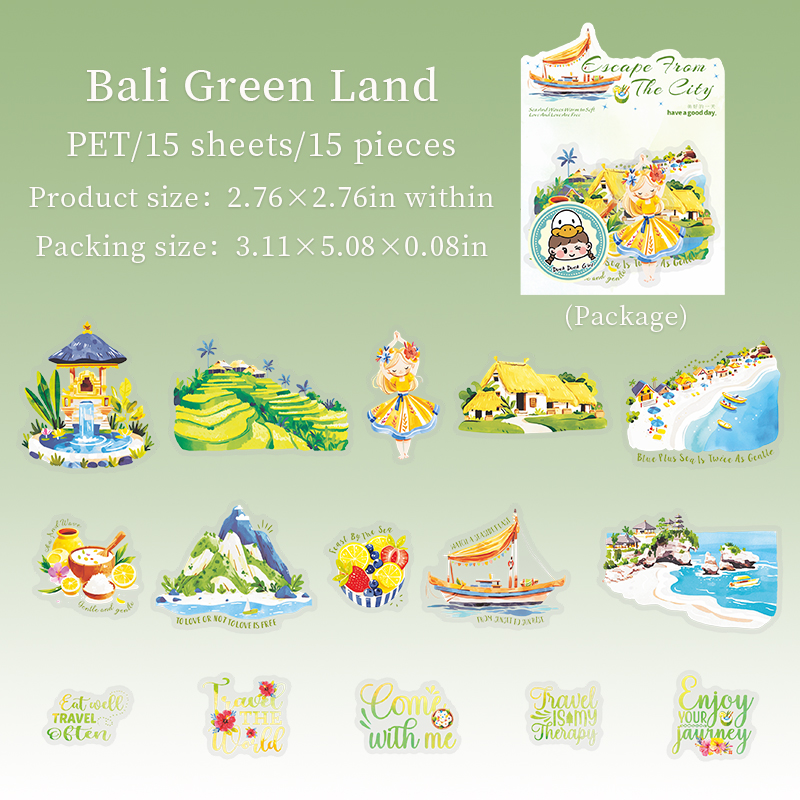 PET Sticker - Escape From The City Series Vintage Travel Holiday Landscape 