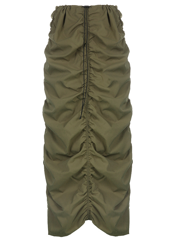 Casual Gathered Adjustable Waist Low Rise A-line Skirt