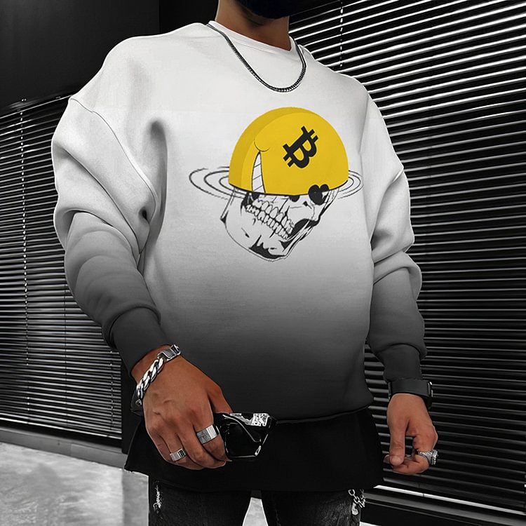 BrosWear Gradient Smiley Bitcoin Casual Sweatshirt