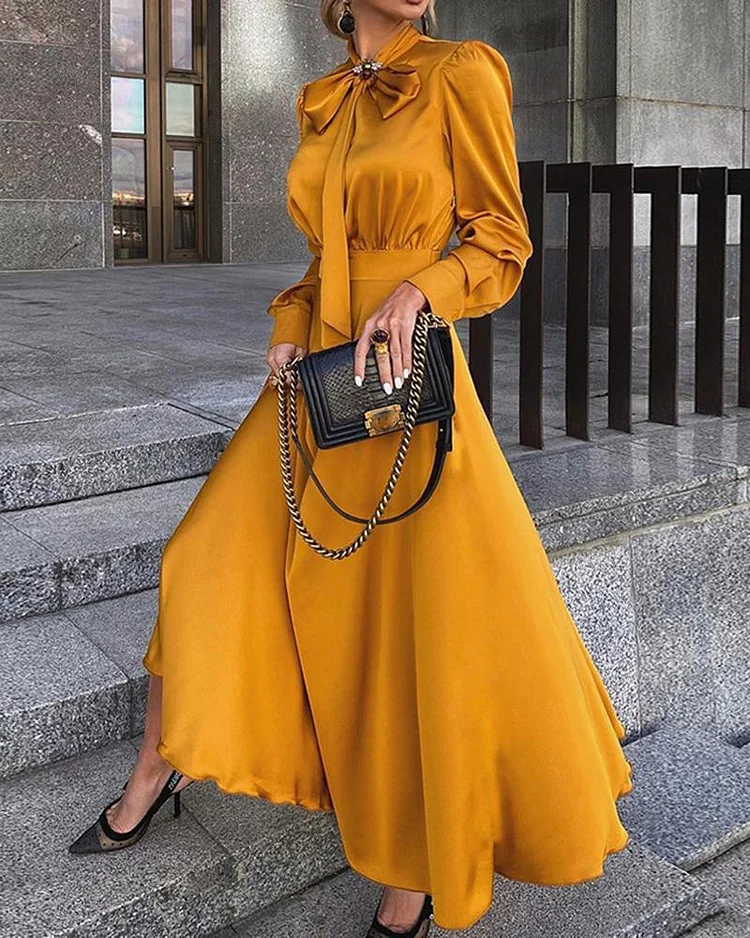 A-line Long Sleeve  Lace Maxi Dress