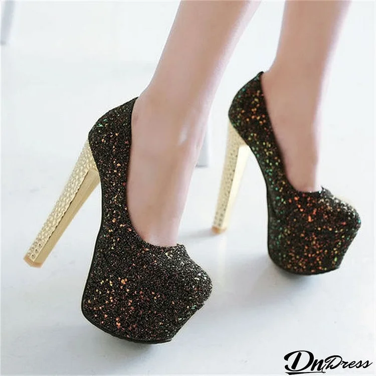 Glittering Sequined Sexy Thin High Heel Shoes