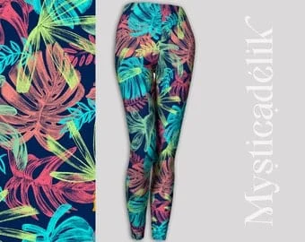 pornhint Pornhint Leggings Tropical Psychedelic neon- Active Wear, Workout ,yoga Gym Clothing, Psy Trance Goa-Festival