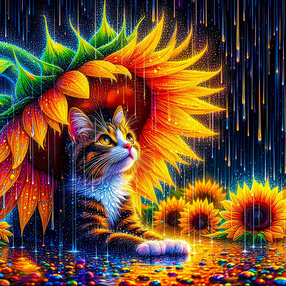 Cat 40*40cm(canvas) full round drill diamond painting