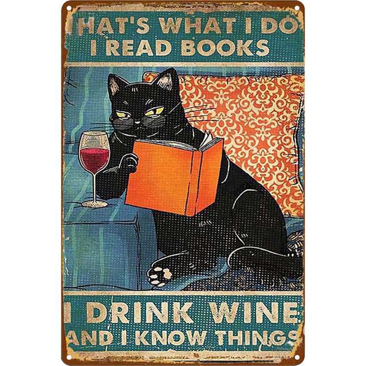 Livres sur le vin Chat noir - Enseigne Vintage Métallique/Enseignes en bois - 20*30cm/30*40cm