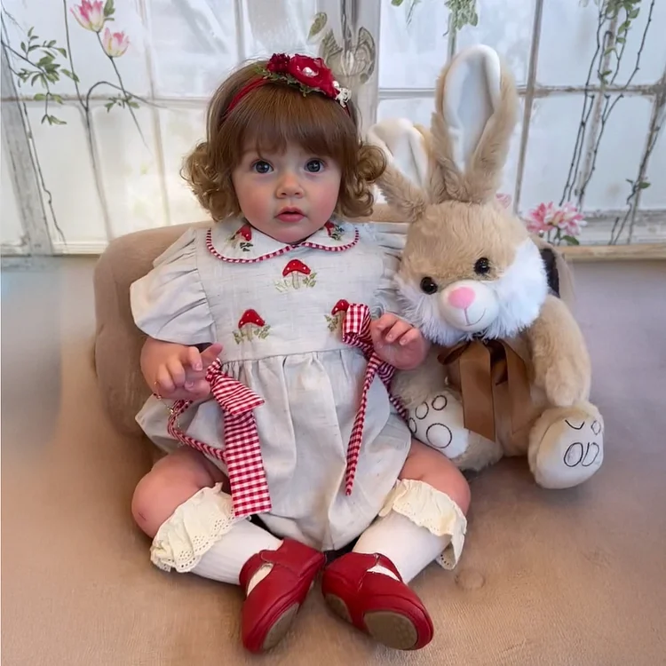 [Heartbeat & Sound🔈]20" Realistic Reborn Baby Doll Girl with Cute Chubby Face and Smooth Brown Hair, Awake Baby Doll with Clear Bright Brown Eyes