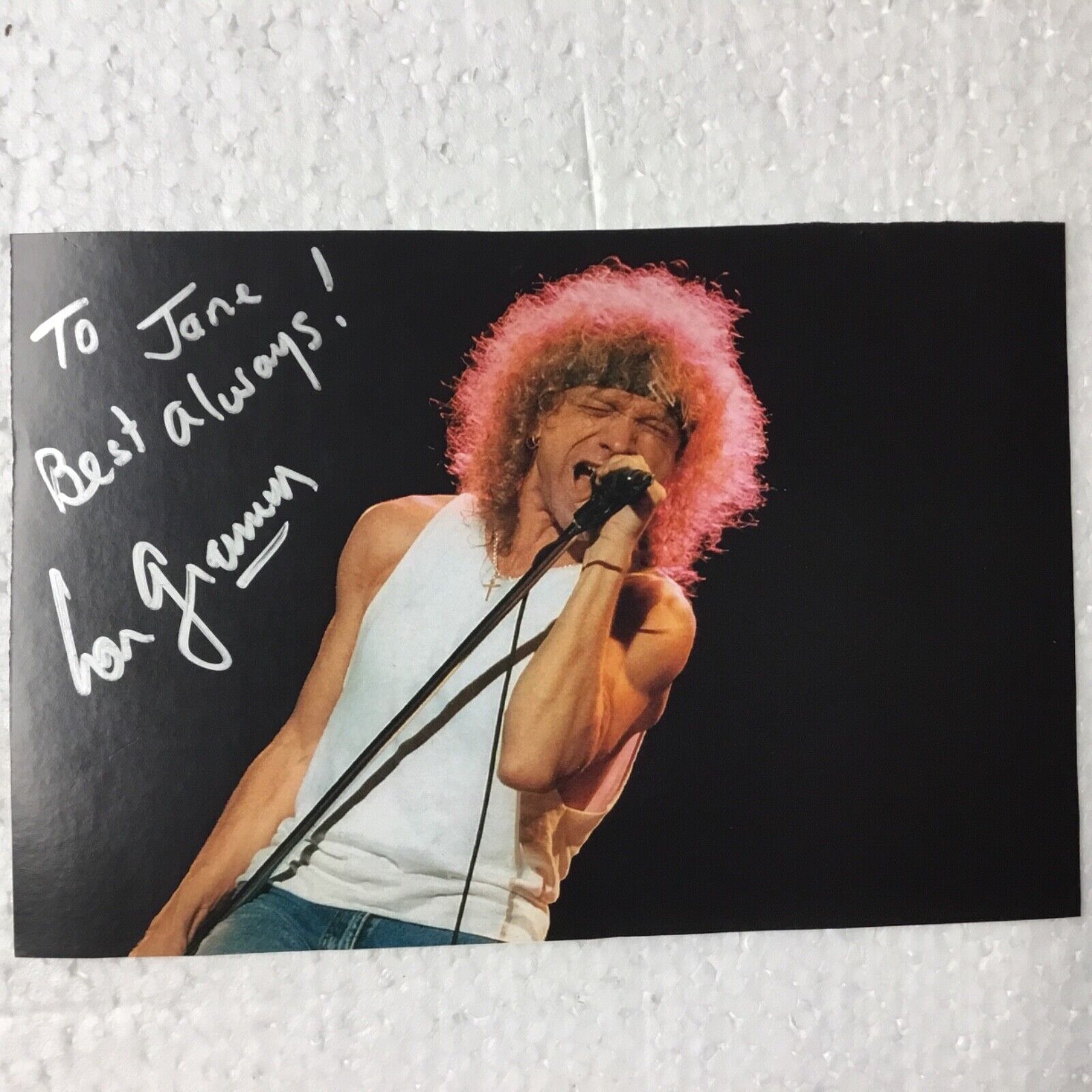 LOU GRAMM BEAUTIFULLY AUTOGRAPHED COLOR Photo Poster painting performing on stage PC441A