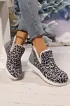 Women's Leopard Print Ankle Patched Flat Winter Warm Fur Boots Shoes 