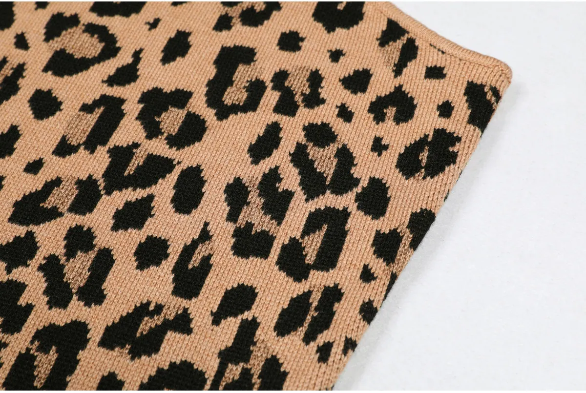 Summer Socialite Quality Leopard Print Fil Lumiere Weave Sleeveless Sling Dress
