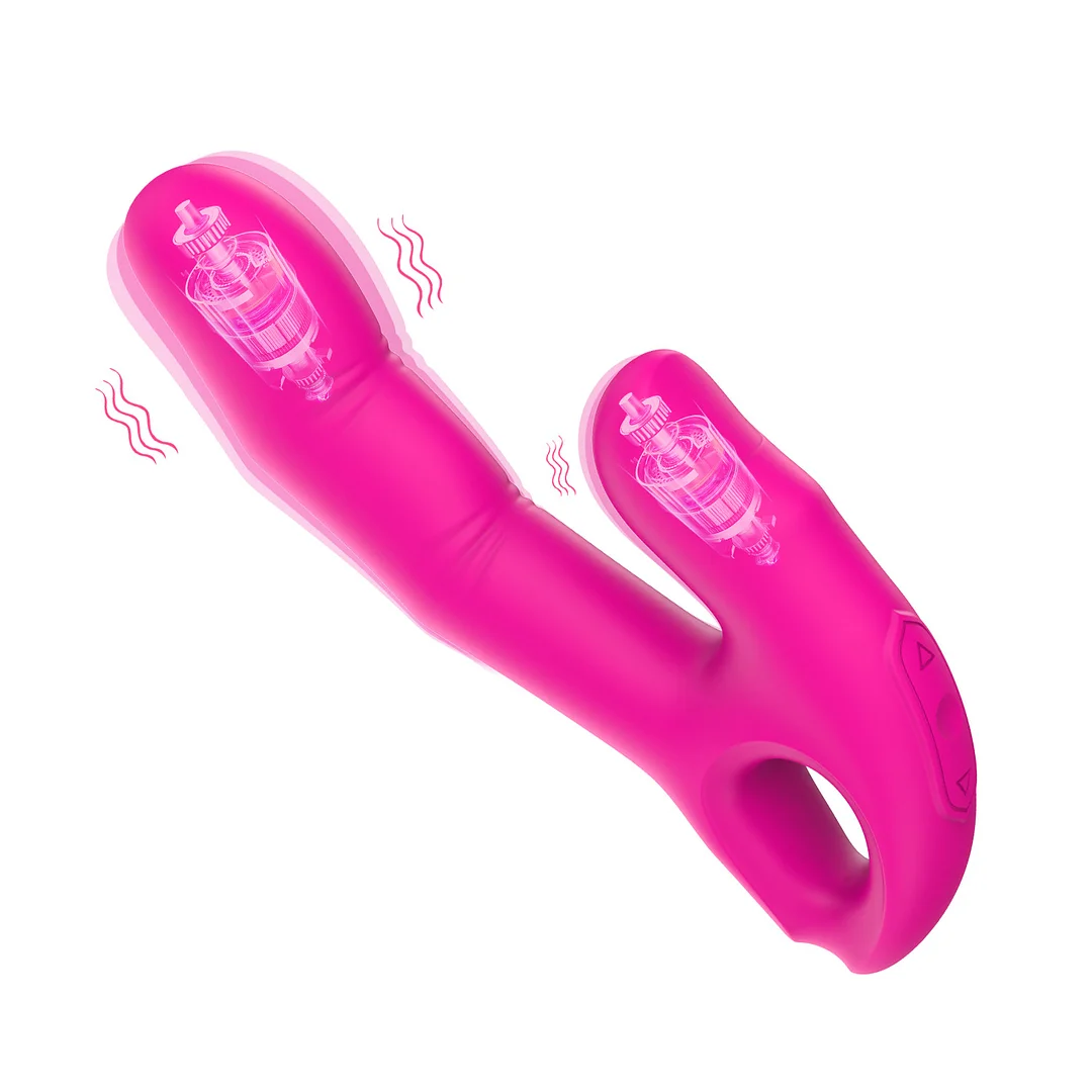 2-in-1 Finger-shaped Vibrator - Rose Toy