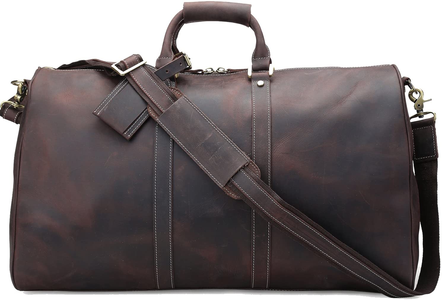 22 Inch Full Grain Leather Travel Duffel Weekender Bag Overnight Duffle Bag For Men