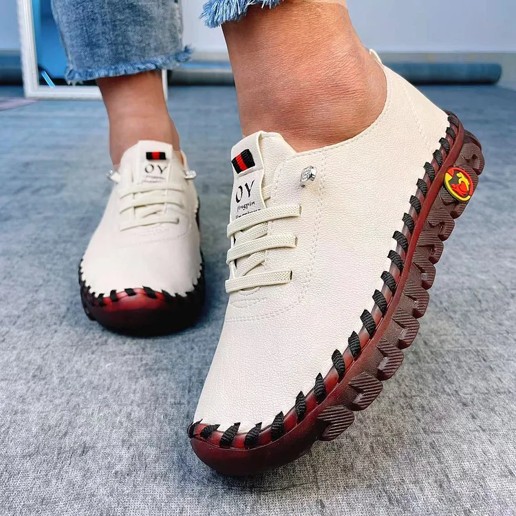 Fashion Platform Loafers  Casual Shoes Leather Flats Comfortable Slip on Mom Shoe Oxfords QueenFunky