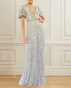 Elegant V Neck Sequin Embroidery Gown