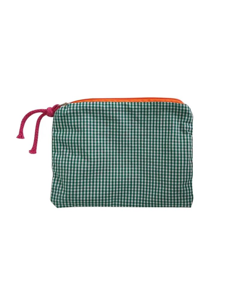 Fashion Women Plaid Printing Small Handbags Cosmetic Storage Bags (Green)