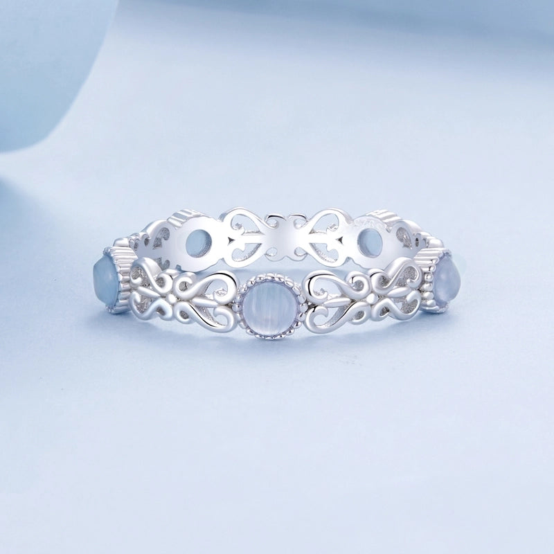 White Gold Plated 925 Sterling Silver Glass Printing Rings