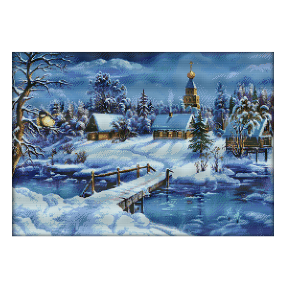 

Snow - 14CT Stamped Cross Stitch - 58*43CM, 501 Original