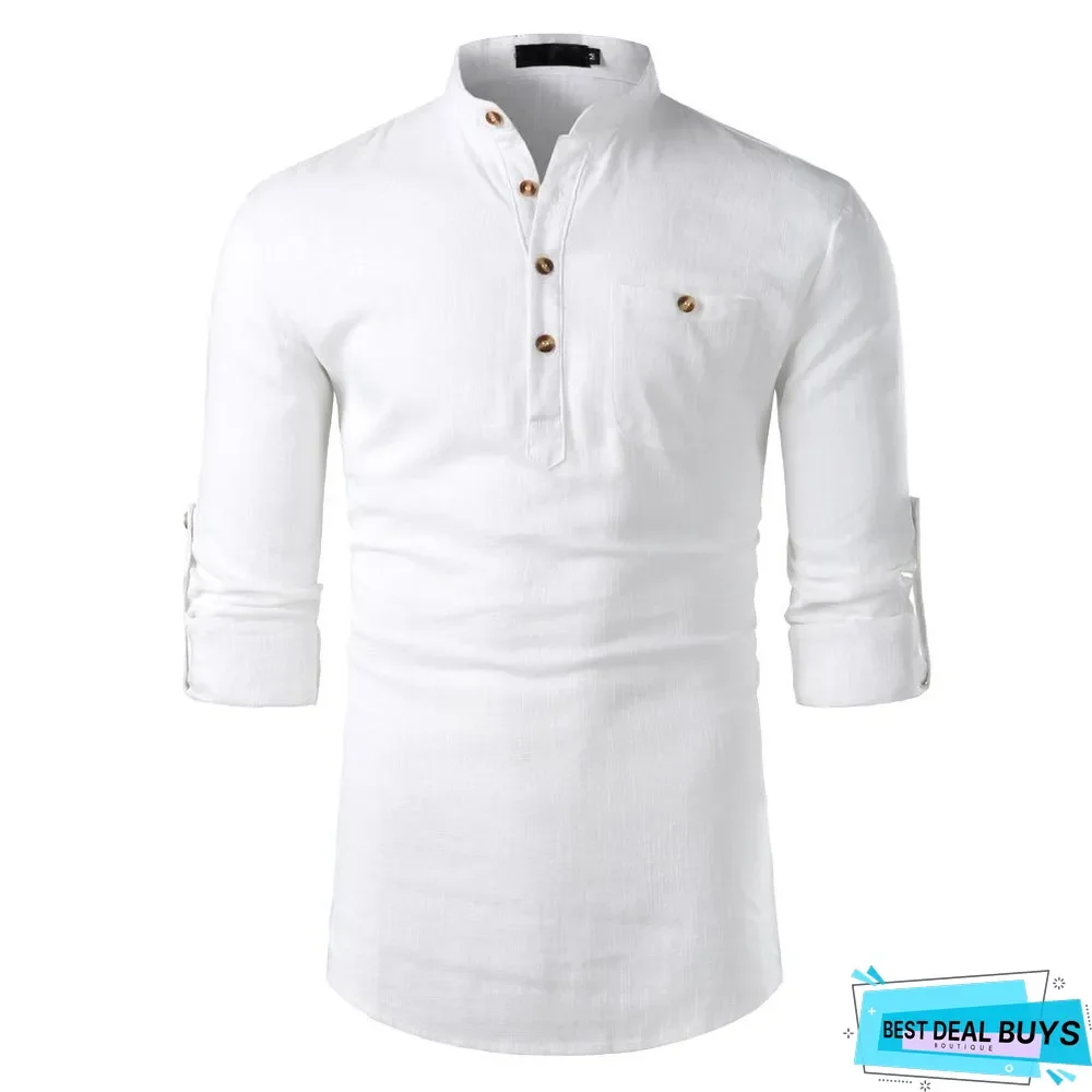 Lapel Neck Button Casual Solid Color Shirt
