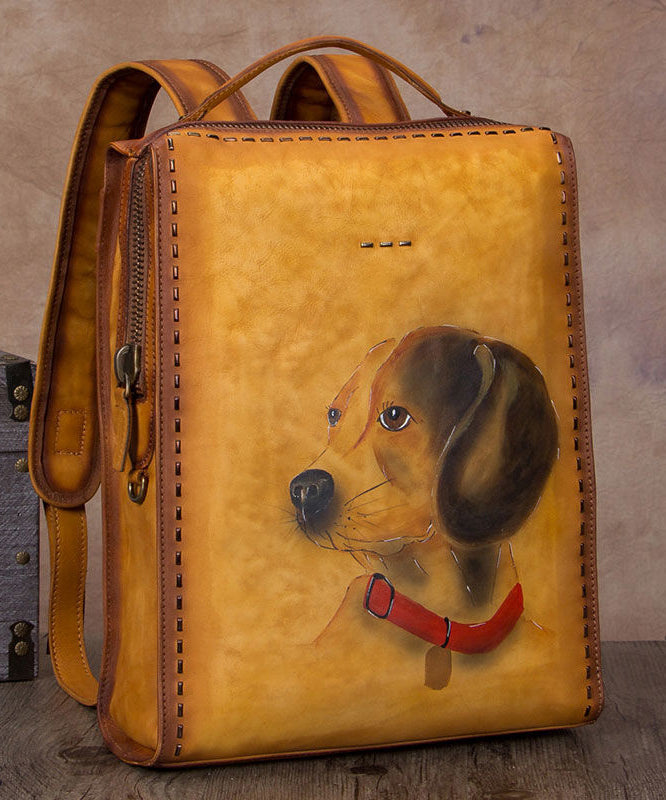 VCSHOES Brown Animal Print Calf Leather Backpack Bag