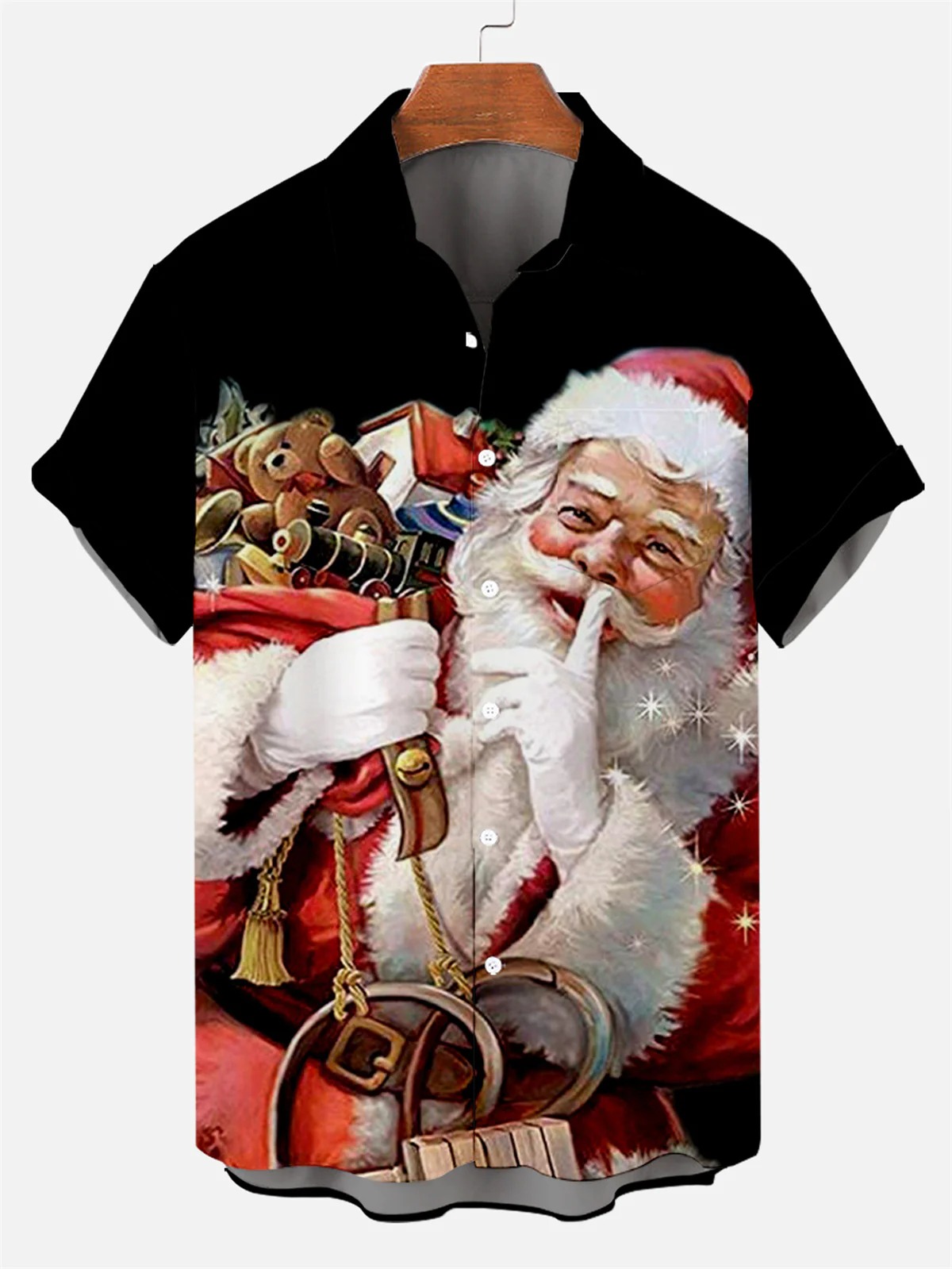 Men's Plus Size Casual Christmas Creative Series Shirt With Pockets PLUSCLOTHESMAN