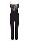 Lace Spaghetti-Neck+Straight Leg Jumpsuit