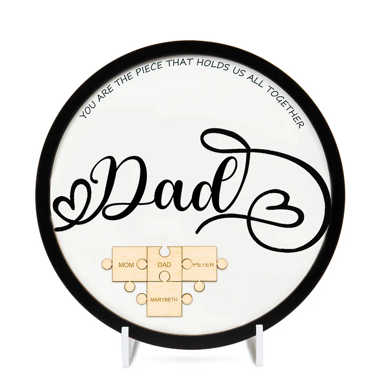 Dad Wooden Puzzle Sign Custom 4 Names Family Gifts "You Are The Piece That Holds Us Together"