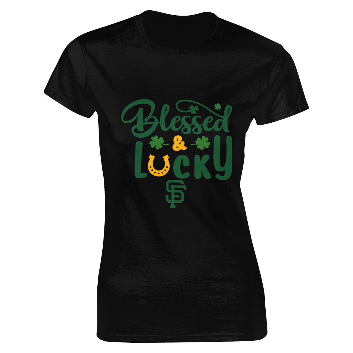 San Francisco Giants St Patrick's Day Blessed And Lucky Women's Short-Sleeve Cotton Tee
