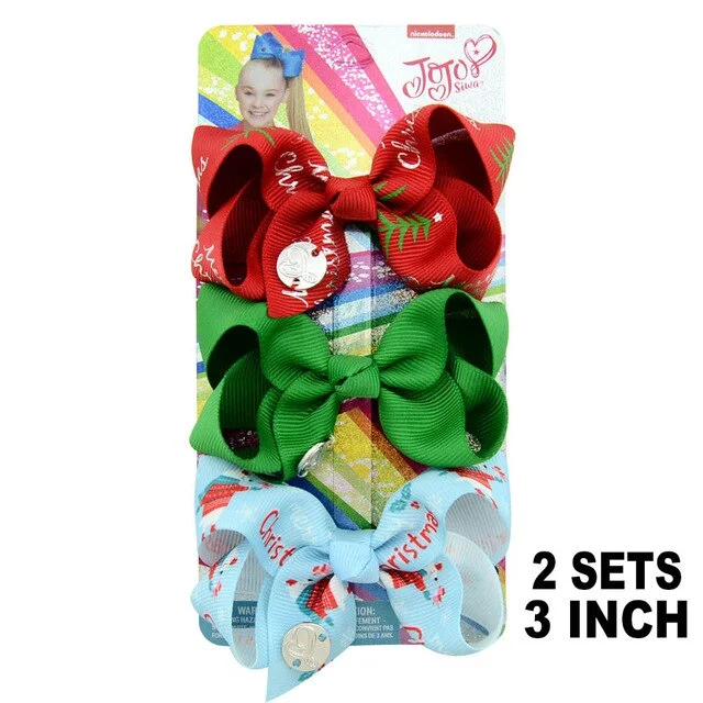 6 Pieces/Set JoJo Bows Jojo Siwa Rainbow Printed Knot Ribbon Bow For Girls Handmade Boutique Hair Clip Children Hair Accessories