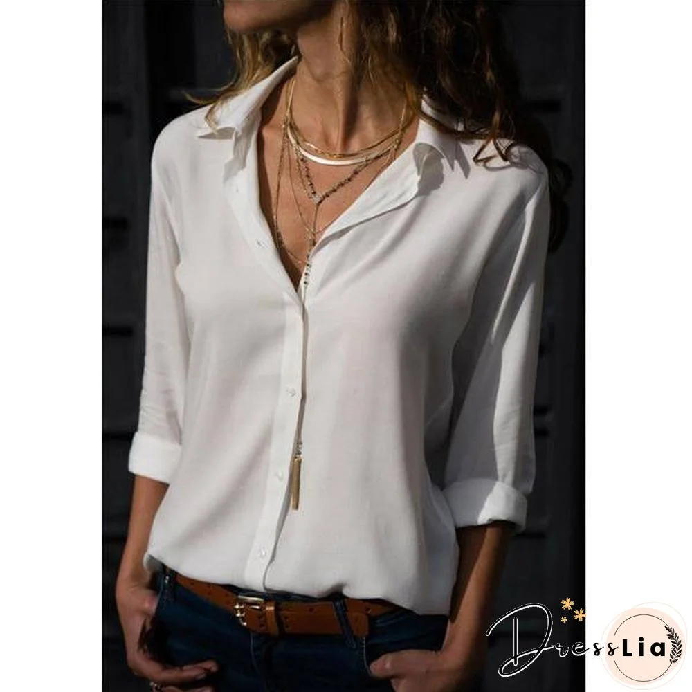 Women Blouses Basic Selling Button Solid Fashion Long Sleeve Office Shirt Leisure Blouse Shirt Casual Slim Plus Size Tops
