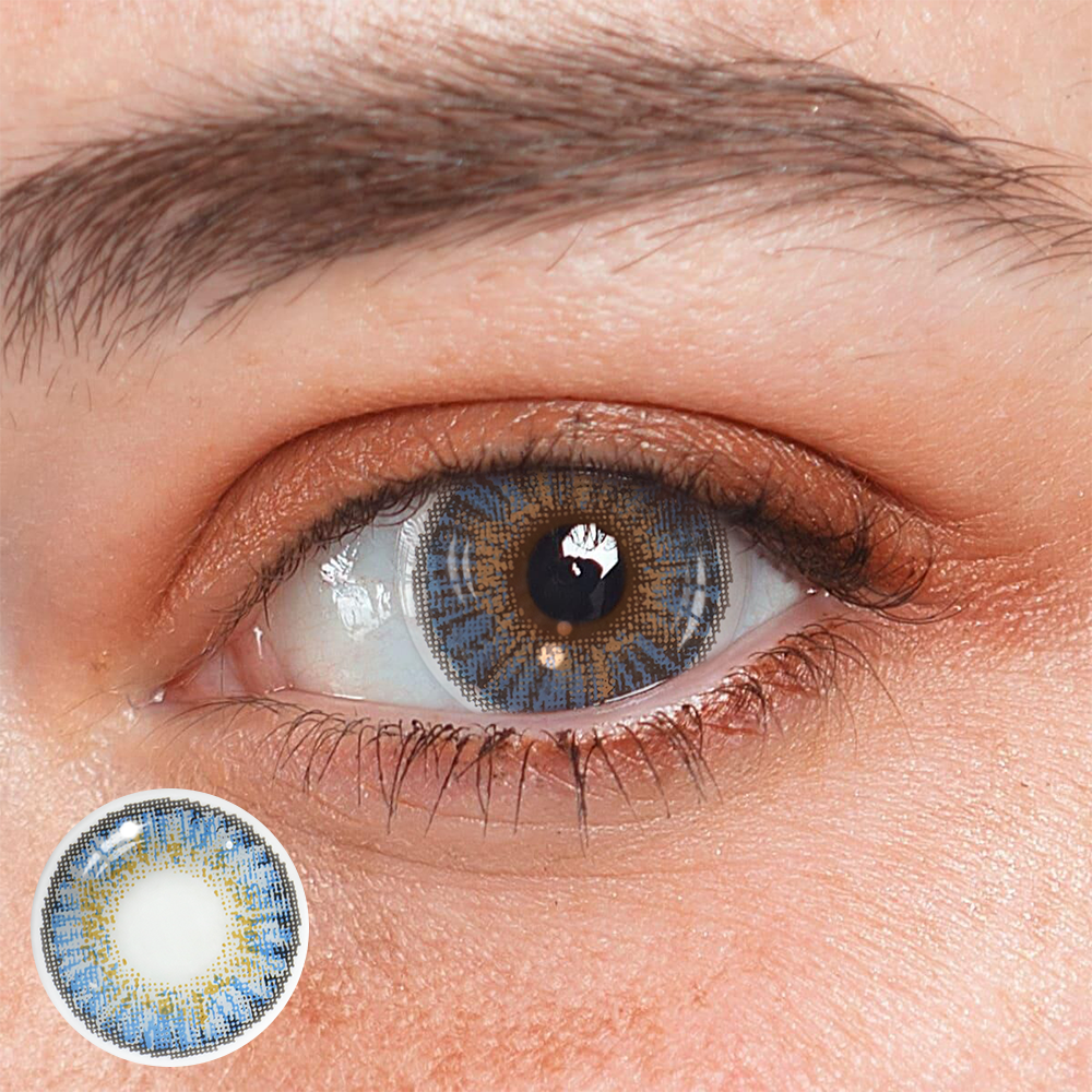 New 3-Tone Sky Blue Coloured Contact Lenses