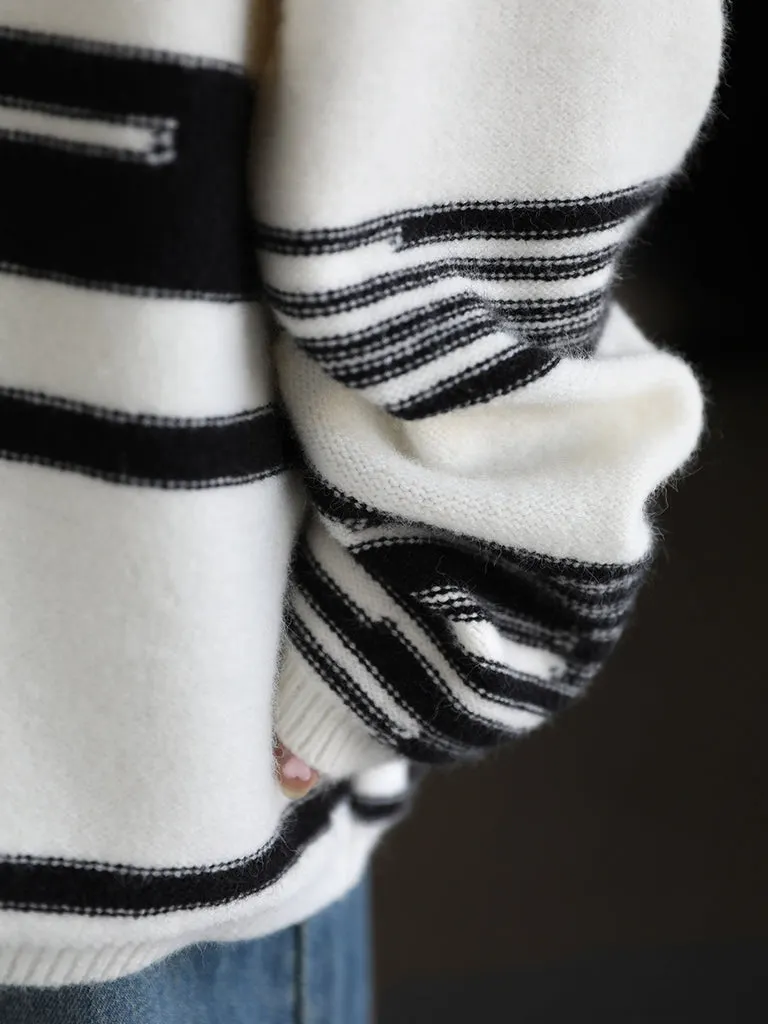 Monochrome Striped Oversized Sweater