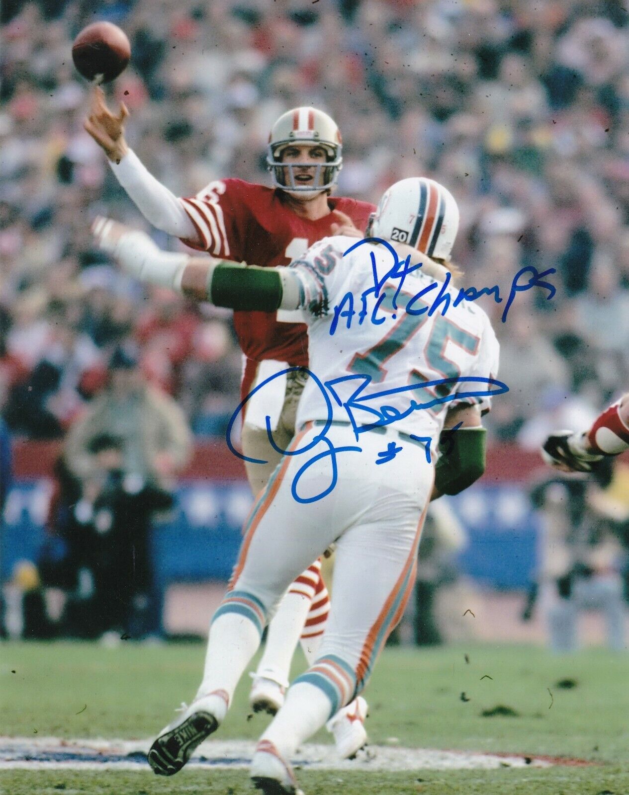 DOUG BETTERS MIAMI DOLPHINS 1984 AFC CHAMPS ACTION SIGNED 8X10