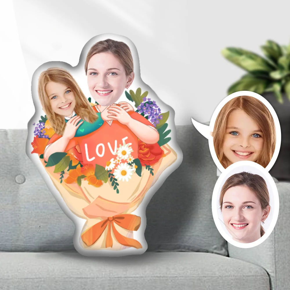 Custom Photo Face Pillow, Mother's Day Flower Photo Face Pillow, Face Picture Pillow Dolls and Toys Face Body Pillow Personalized Doll