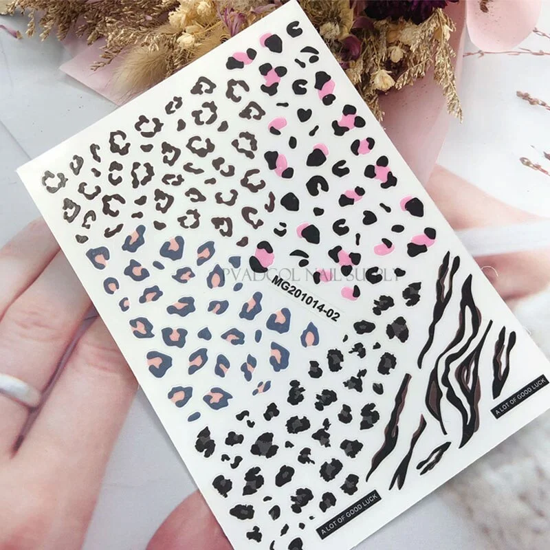 French Cow Print Nails 3D Self-Adhesive Nail Art Sticker Decals Multi-Color Acrylic Manicure Tips Stickers Decoration-Nail Inspo