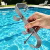 2pcs Pool Leaf Skimmer Net Holder Multifunctional Hook Design Skimmer & Cleaning Tool Bracket No-Drill Clip Installation for Home Swimming Leisure Time