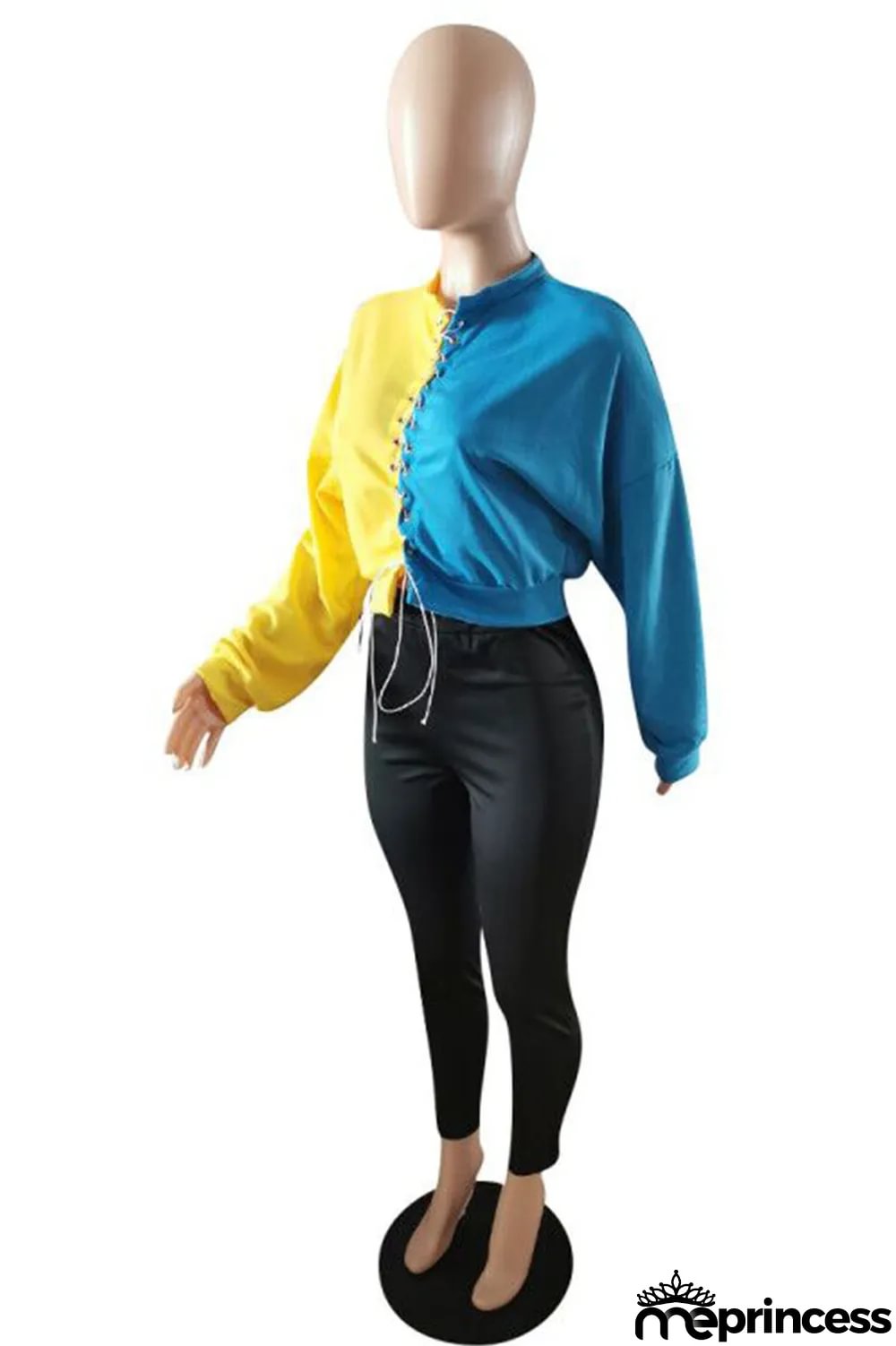 Grey Street Polyester Patchwork Split Joint O Neck Long Sleeve Regular Sleeve Two Pieces